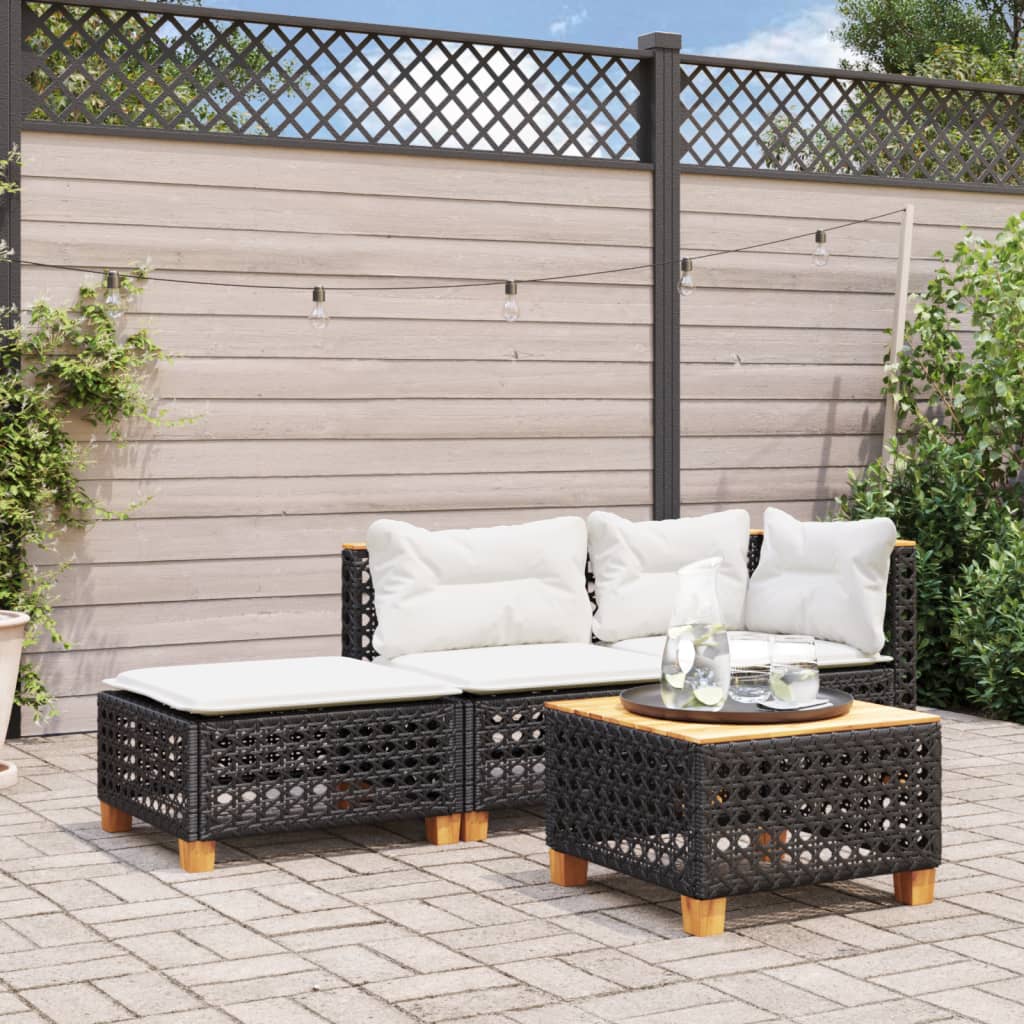 Banco de jardim com almofadão 63,5x56x32 cm vime PE preto