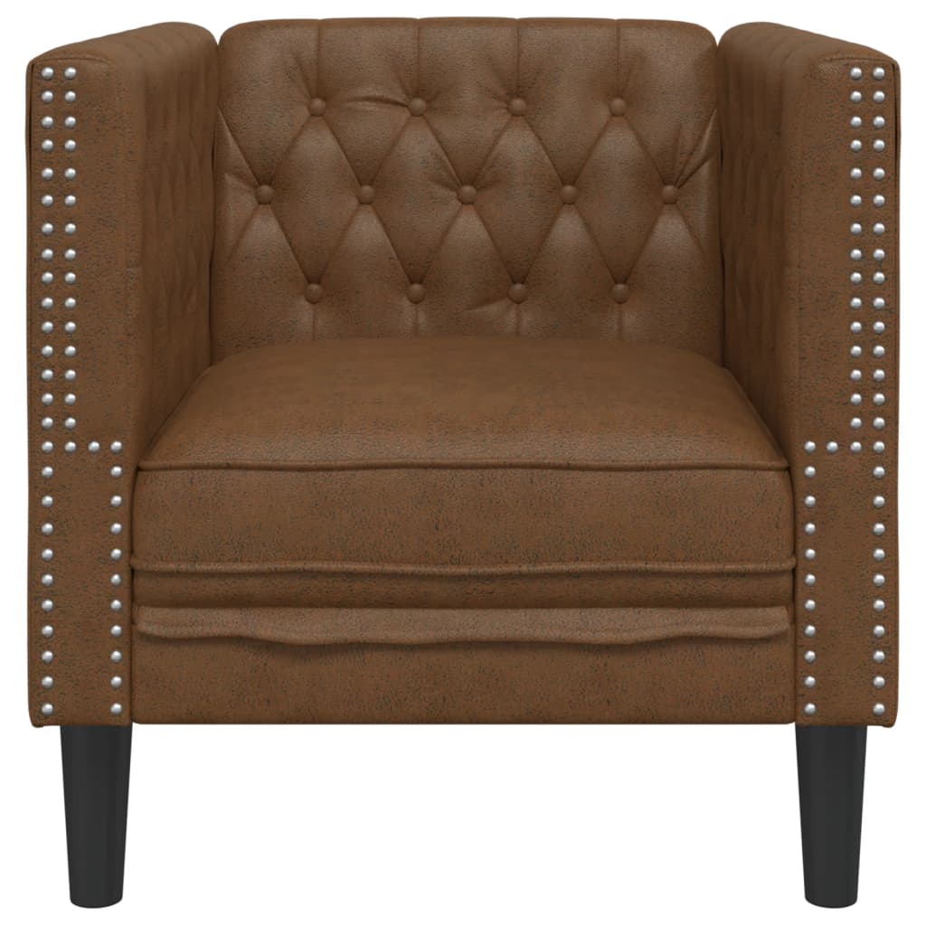Sofá chesterfield camurça artificial castanho