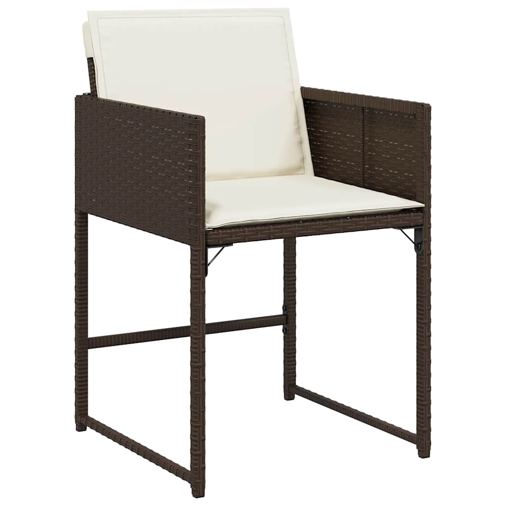 9 Pcs conjunto jantar p/ jardim c/ almofadões vime PE castanho