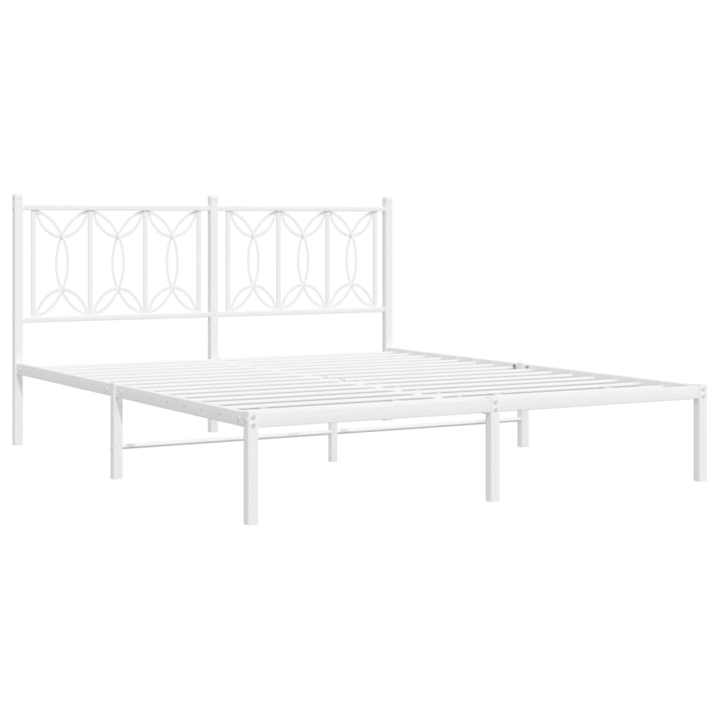 Estrutura de cama com cabeceira 150x200 cm metal branco
