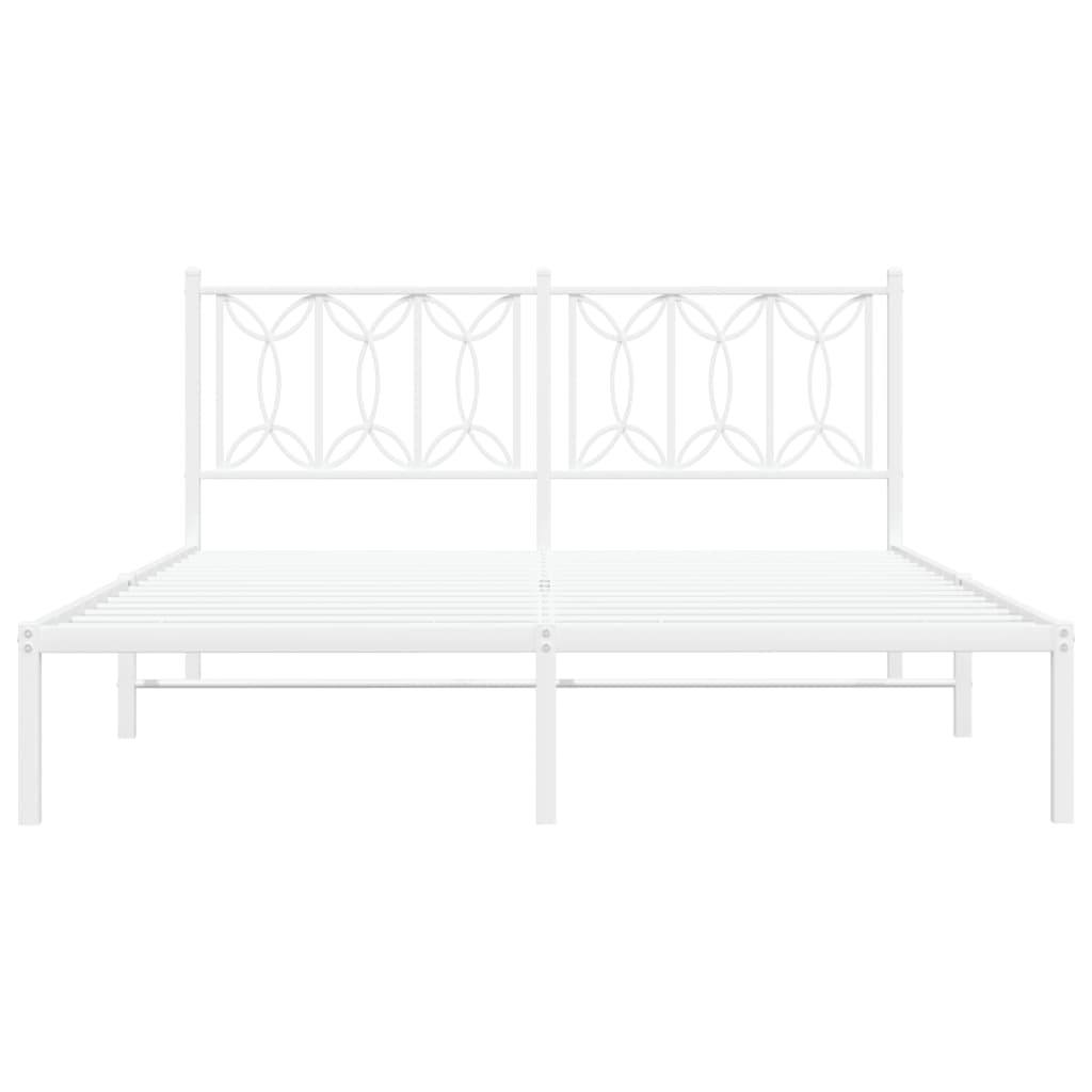 Estrutura de cama com cabeceira 150x200 cm metal branco