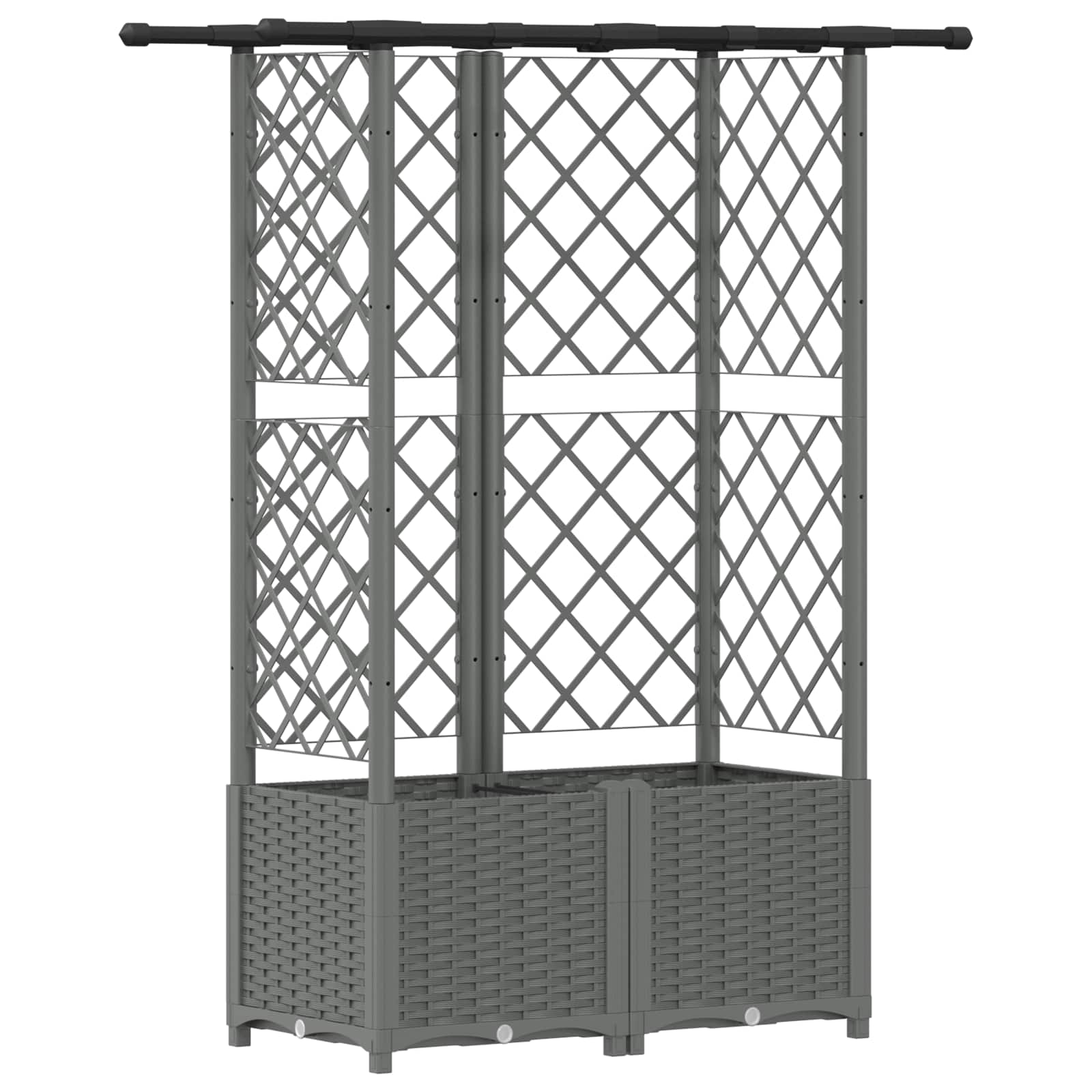 Cama elevada com treliça e telhado cinzento-claro PP