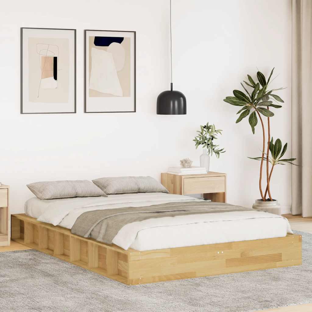 Estrutura de cama sem colchão 120x190 cm madeira de carvalho