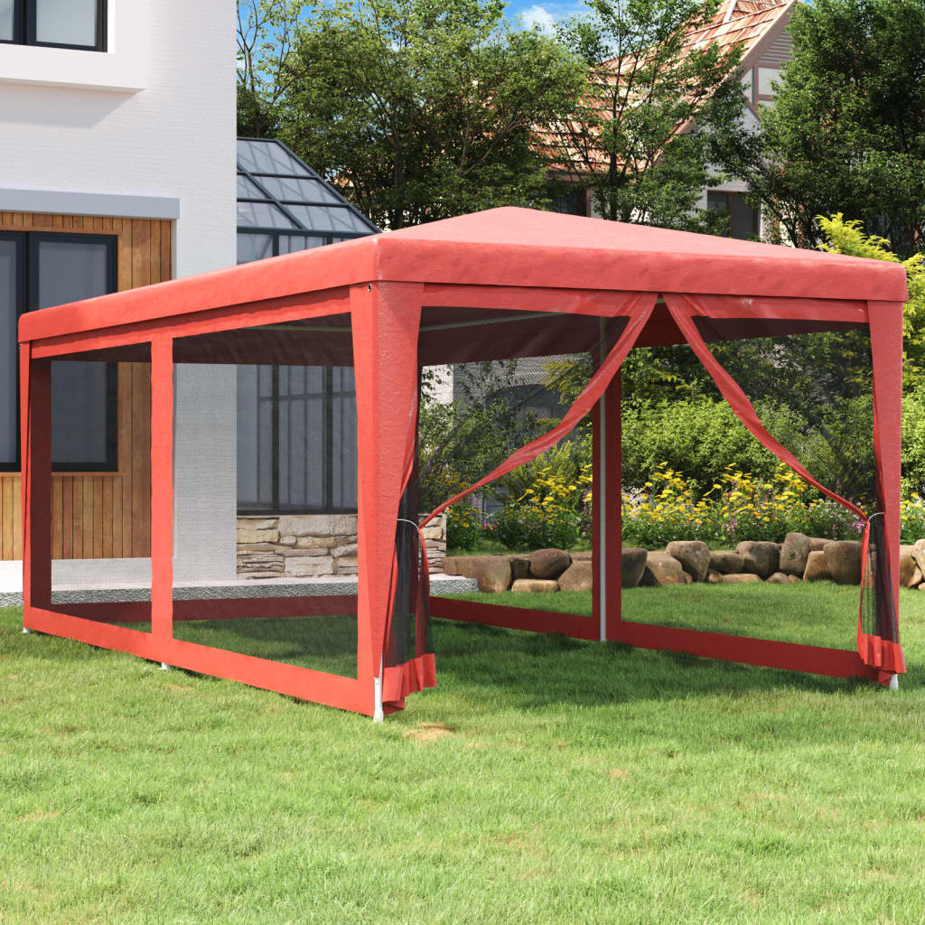 Tenda p/ festas c/ 6 paredes laterais rede 3x6 m pead vermelho