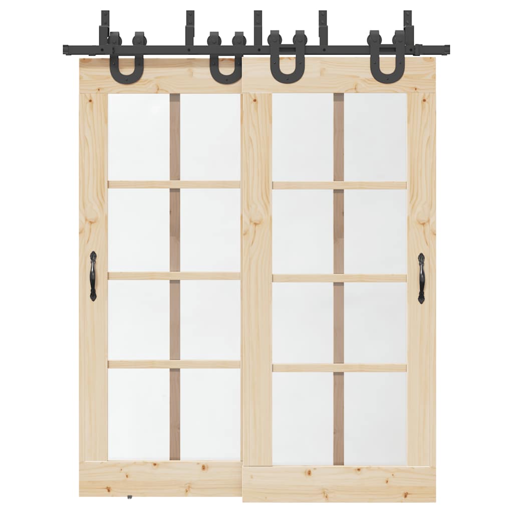 Kit de ferragens para porta deslizante 183 cm aço preto