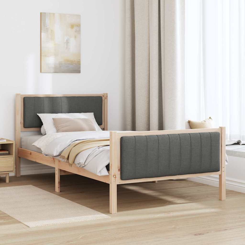 Estrutura da cama castanho e cinzento-escuro 100 x 200 cm