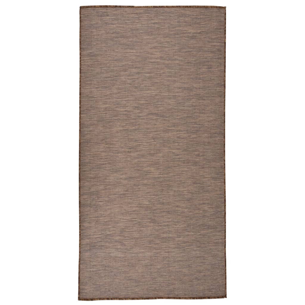 Tapete de tecido plano para exterior 100x200 cm castanho