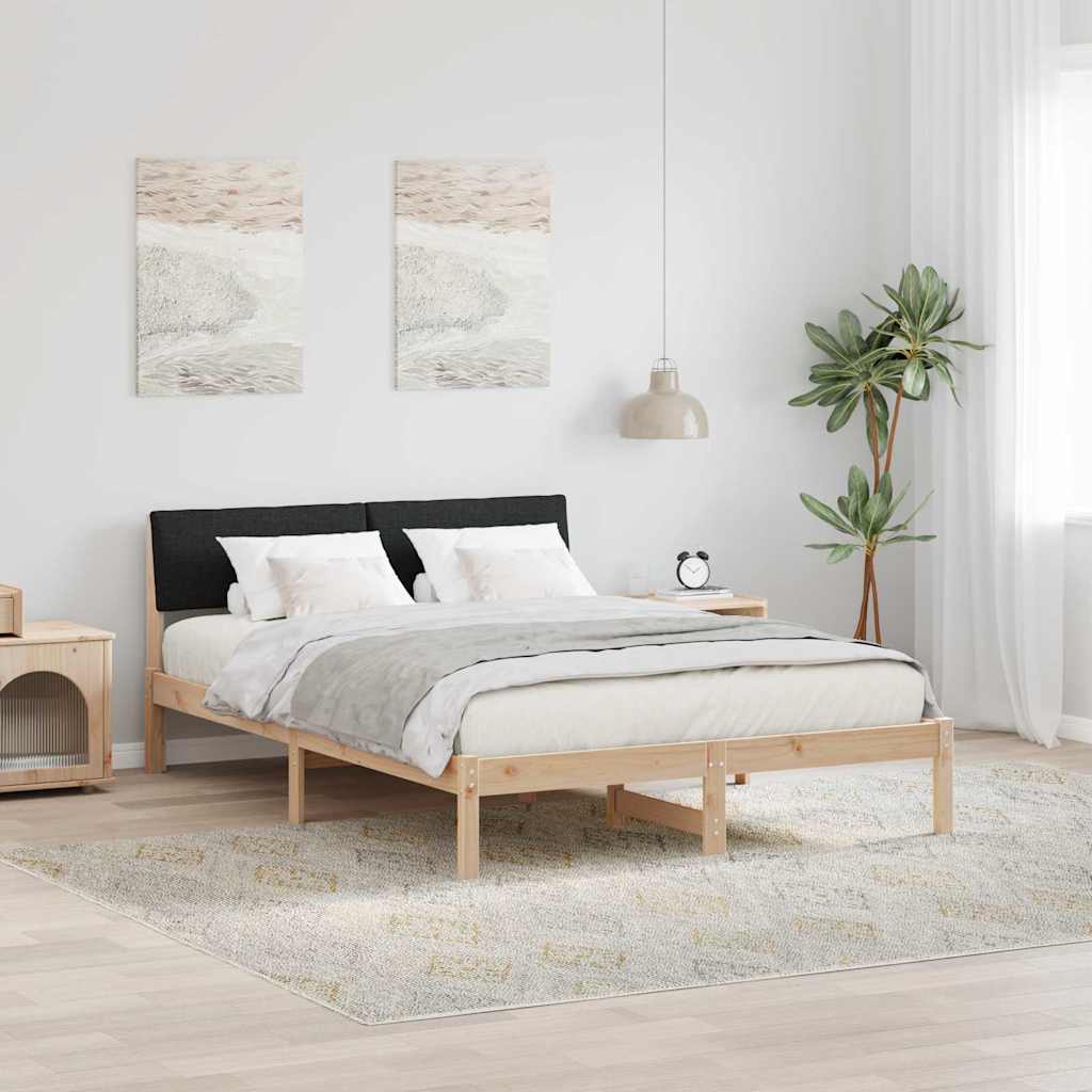 Estrutura da cama com cabeceira castanho e preto 140 x 200 cm