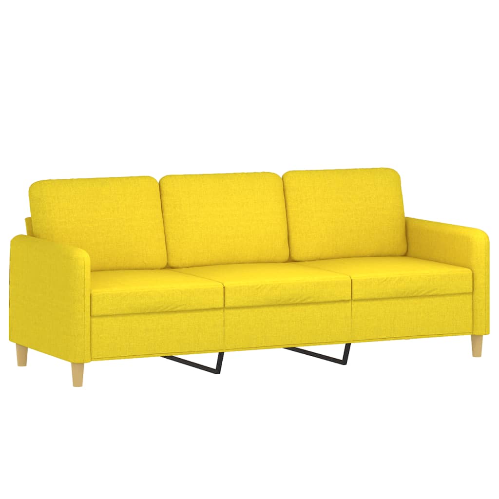 2 Pcs conjunto de sofás com almofadões tecido amarelo-claro