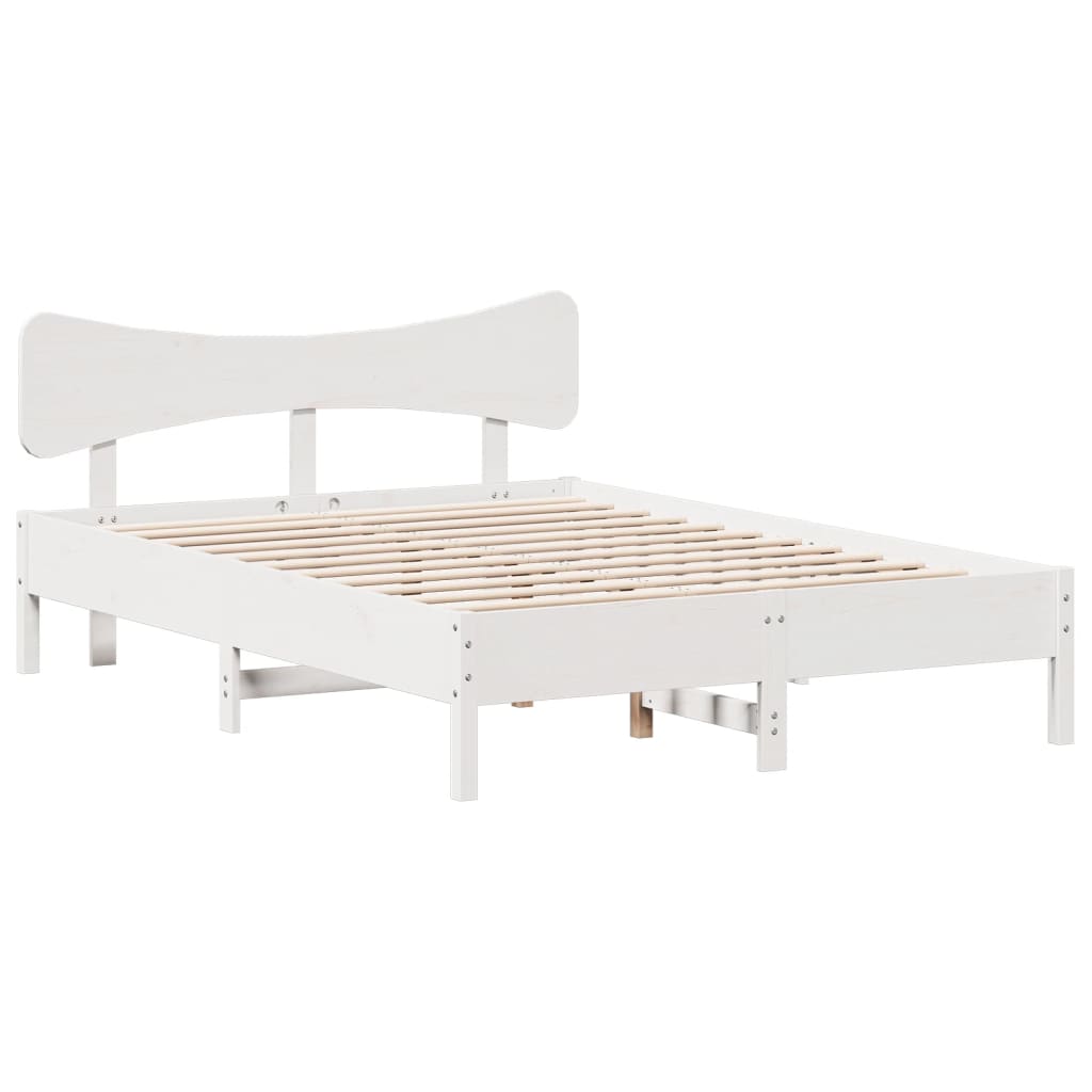 Cama sem colchão 140x200 cm madeira de pinho maciça branco