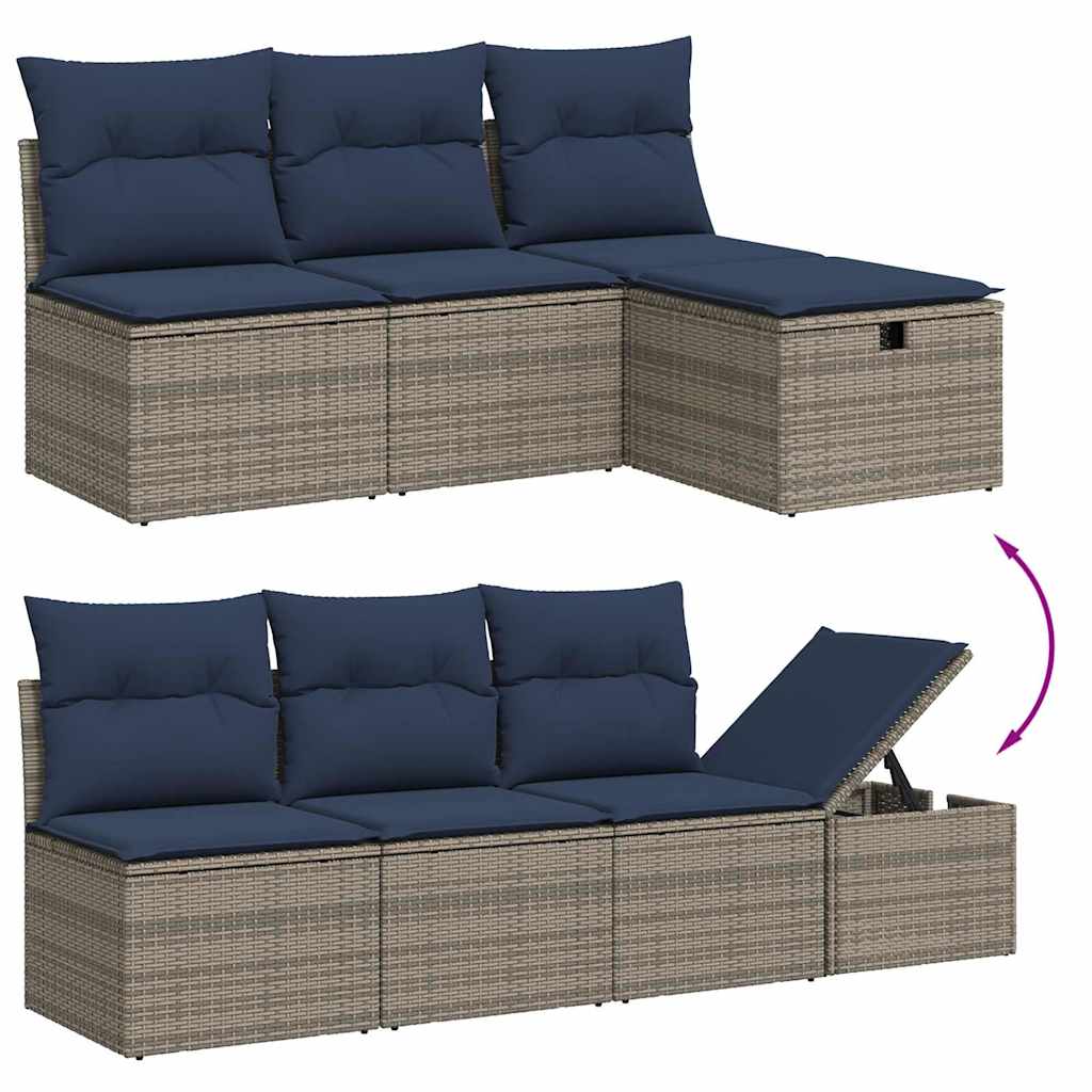 Conjunto de sofá de jardim com 8 peças e almofadas em rattan sintético cinza