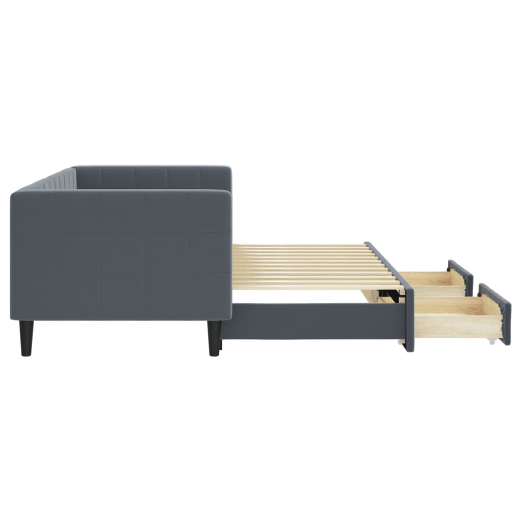 Sofá-cama c/ gavetão e gavetas 80x200 cm veludo cinzento-escuro