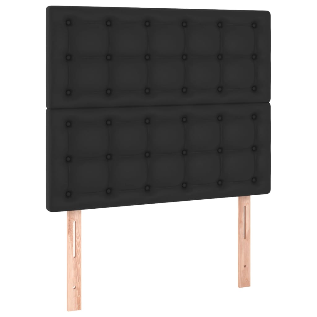 Cabeceira cama c/ LED couro artificial 80x5x118/128 cm preto