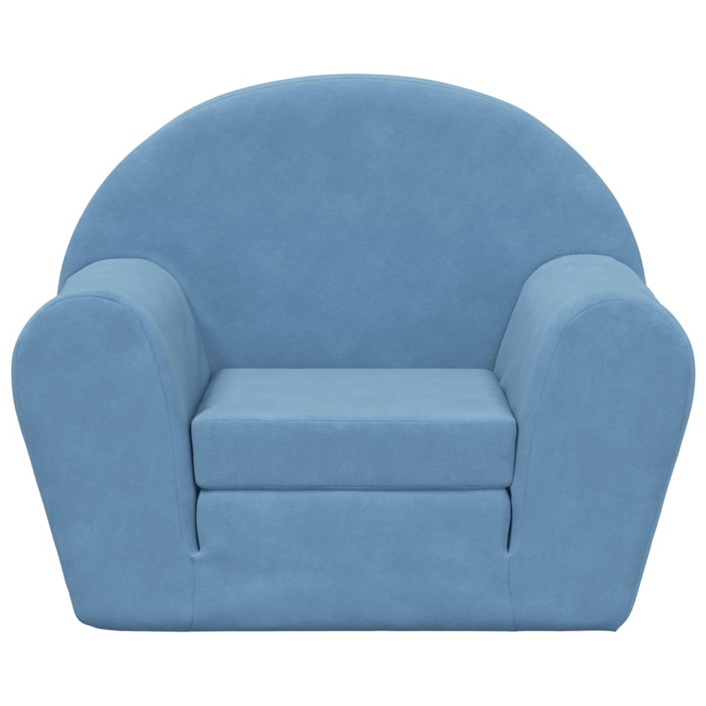 Sofá-cama infantil pelúcia macia azul