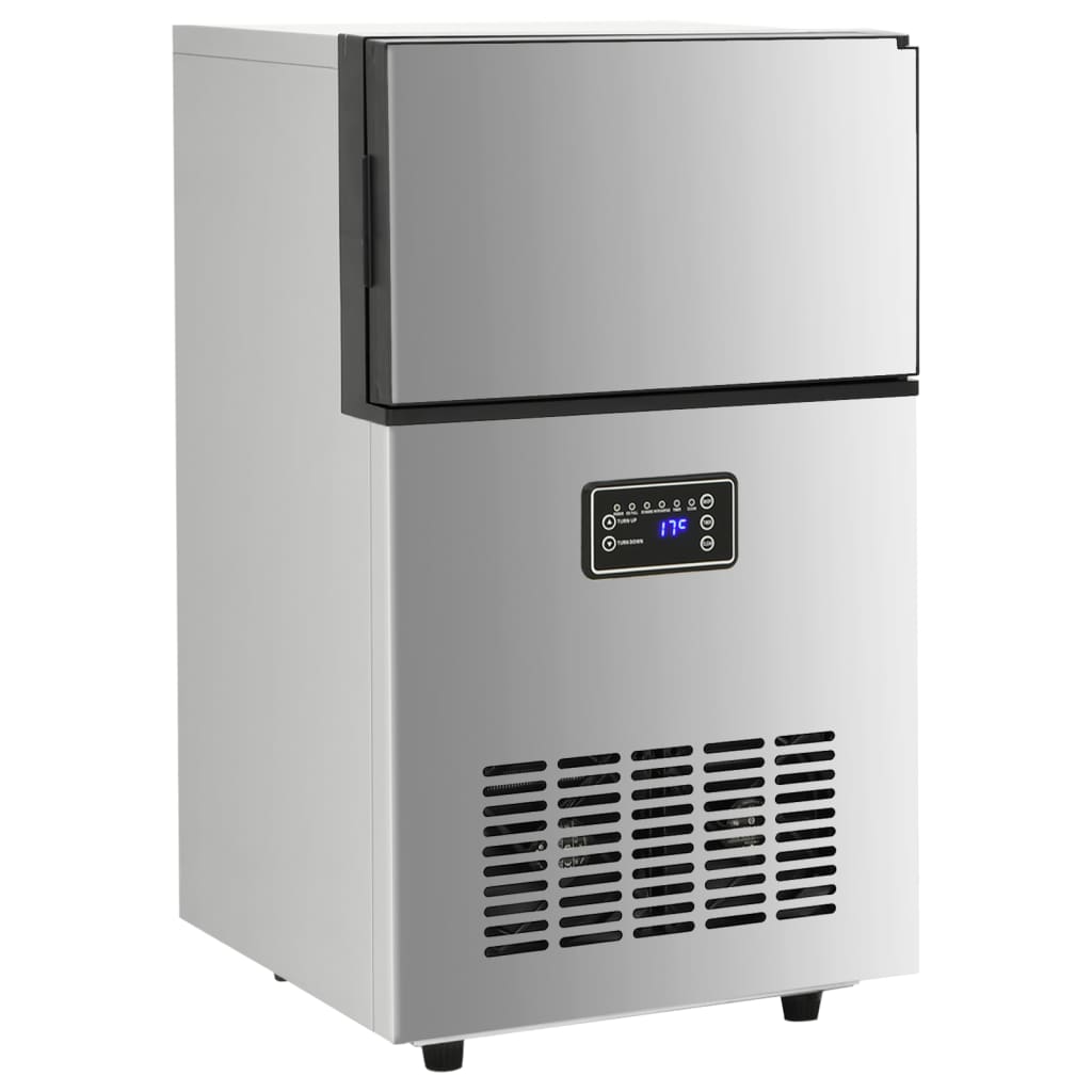 Máquina de fazer cubos de gelo 45kg/24h prateado