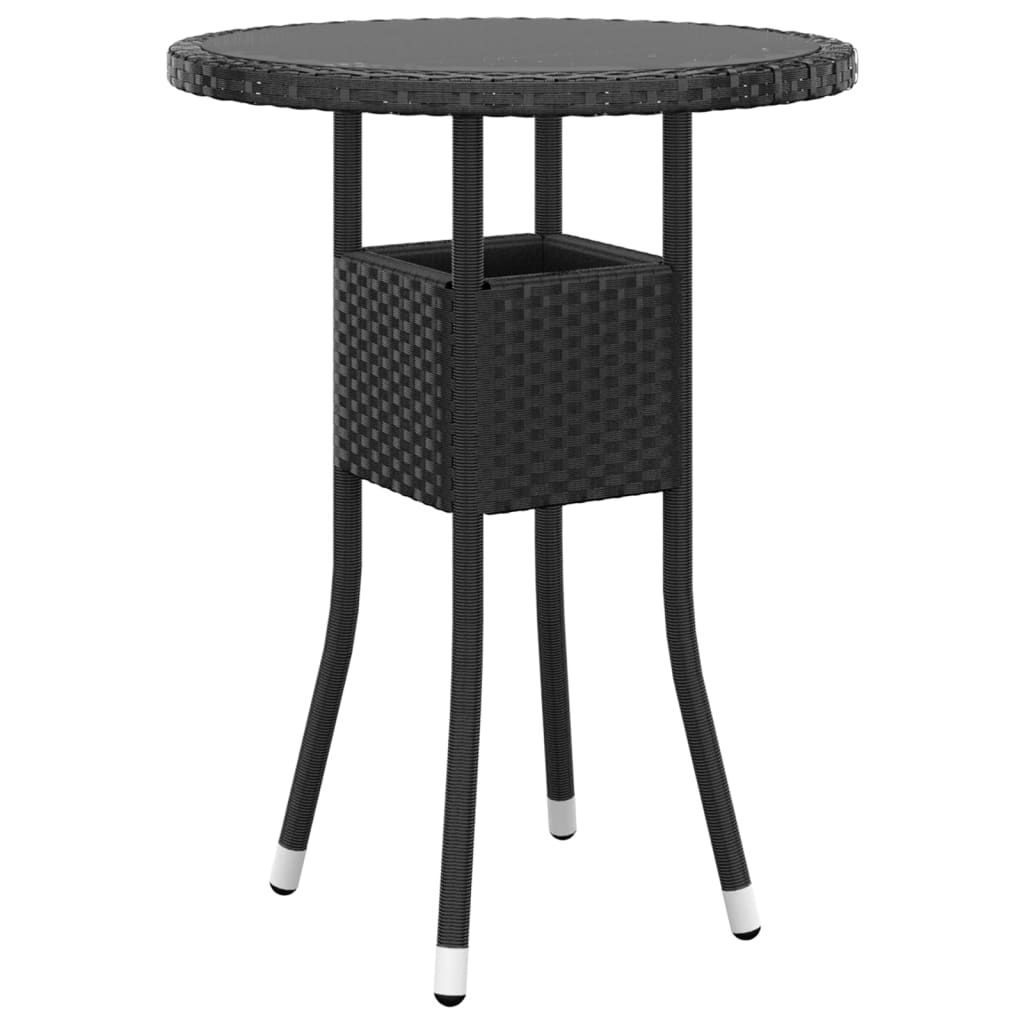 3 Pcs conjunto de jantar para jardim vime PE preto
