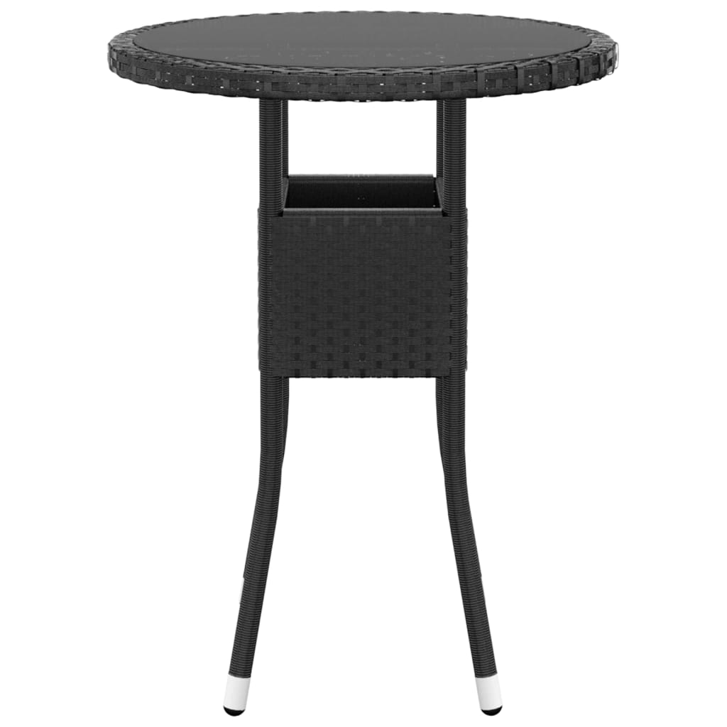 3 Pcs conjunto de jantar para jardim vime PE preto