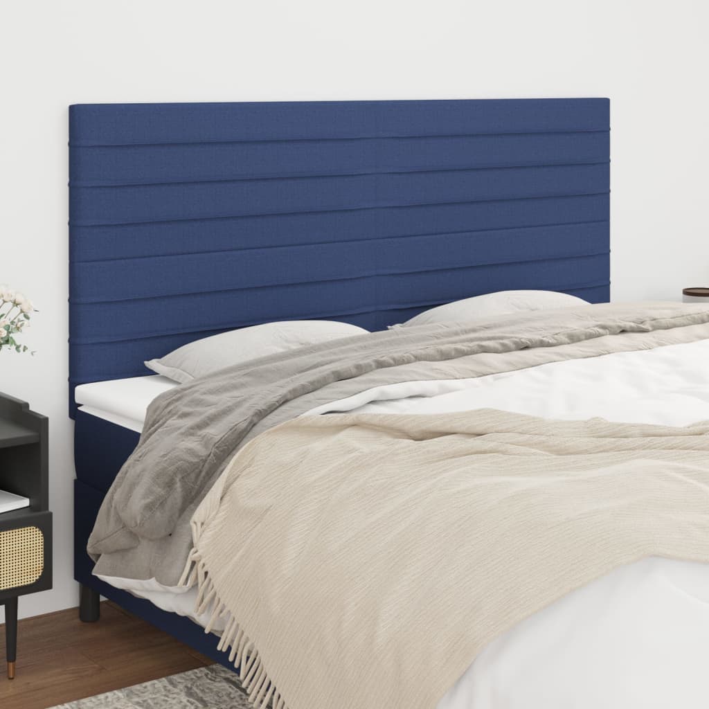 Cabeceira azul 160x5x118/128 cm tecido