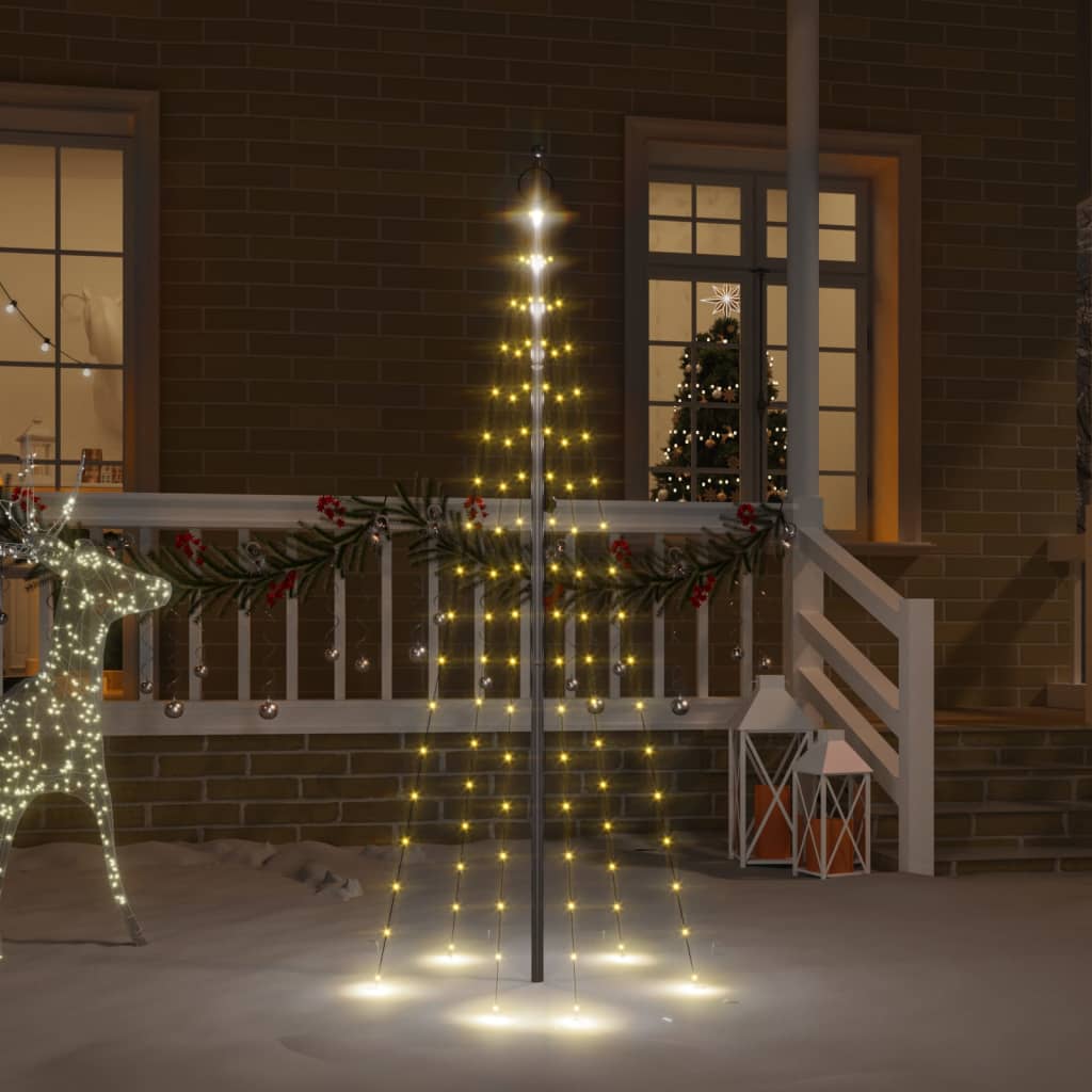 Árvore de natal mastro de bandeira 108 leds 180cm branco quente