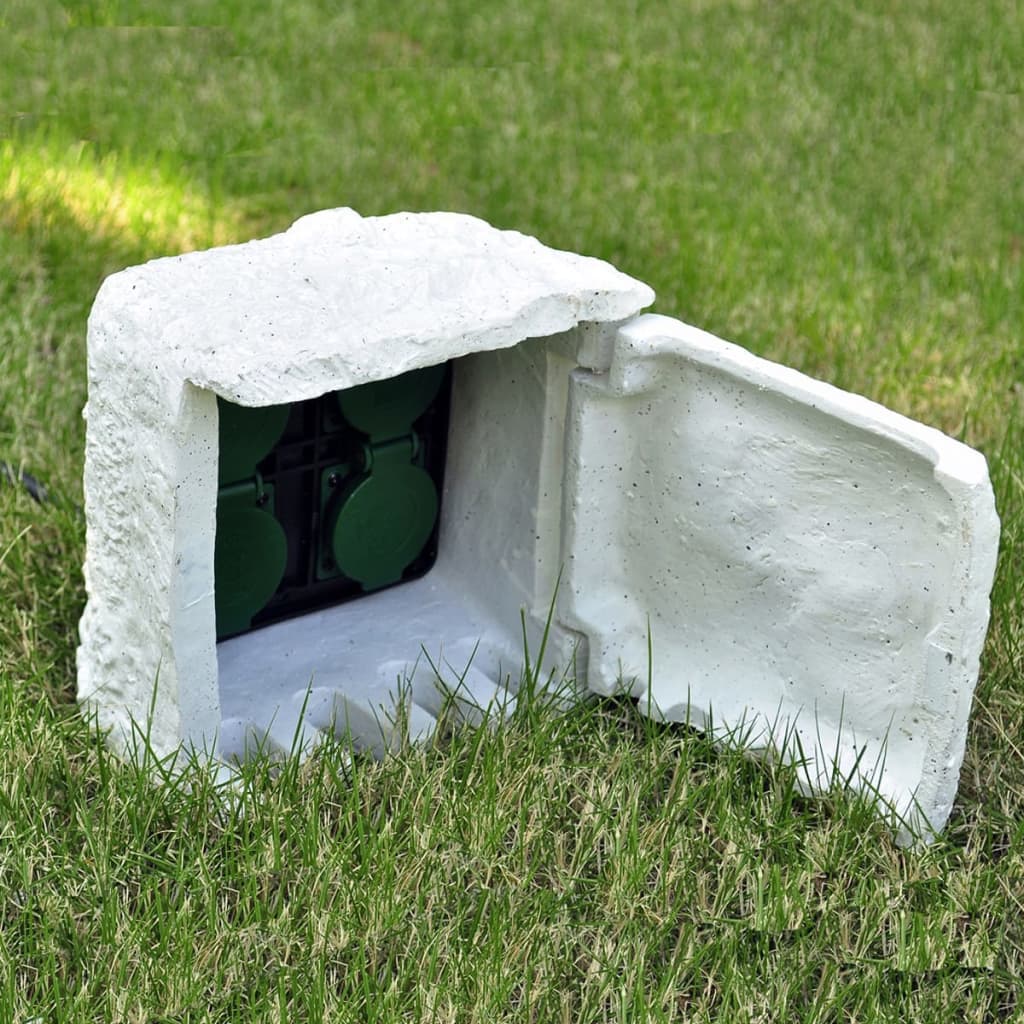 Unidade de jardim com 4 tomadas à prova de água resina branco