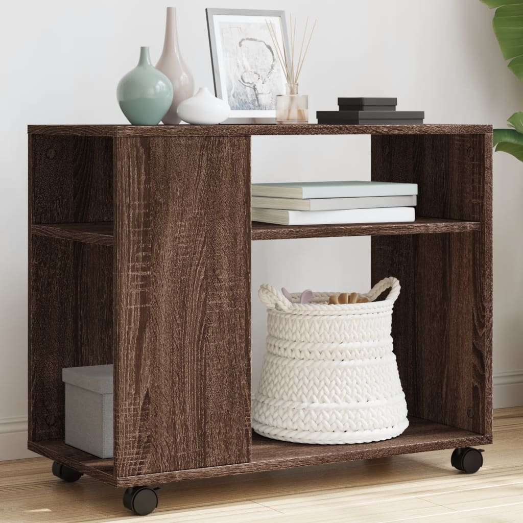 Mesa de apoio com rodas derivados de madeira carvalho castanho
