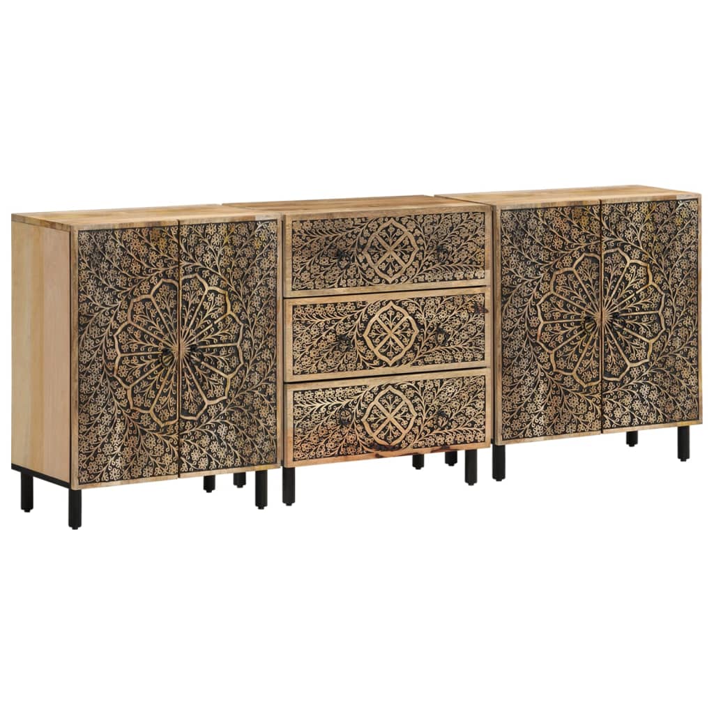 Móveis de apoio 3 pcs 60x33x75 cm madeira de mangueira maciça
