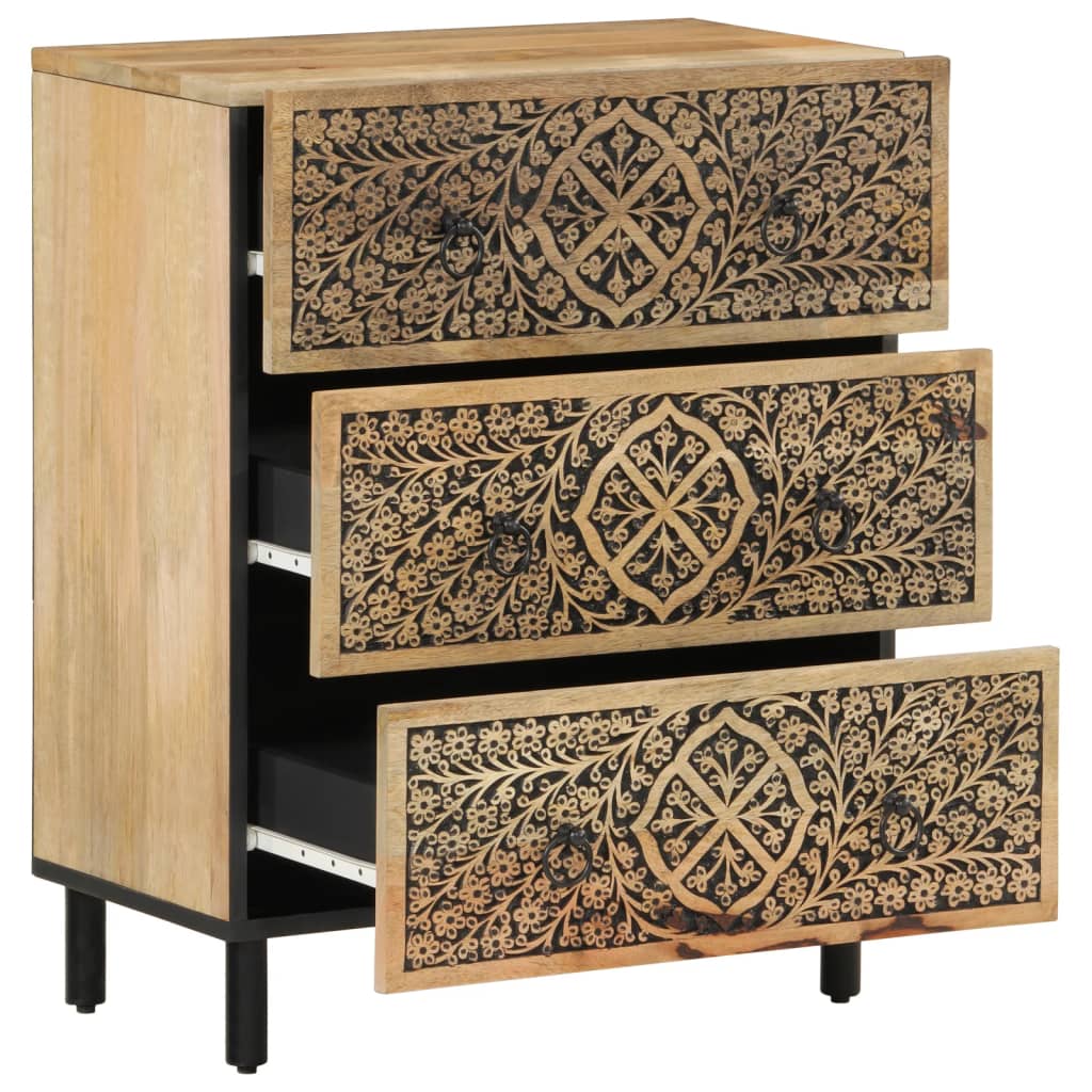 Móveis de apoio 3 pcs 60x33x75 cm madeira de mangueira maciça