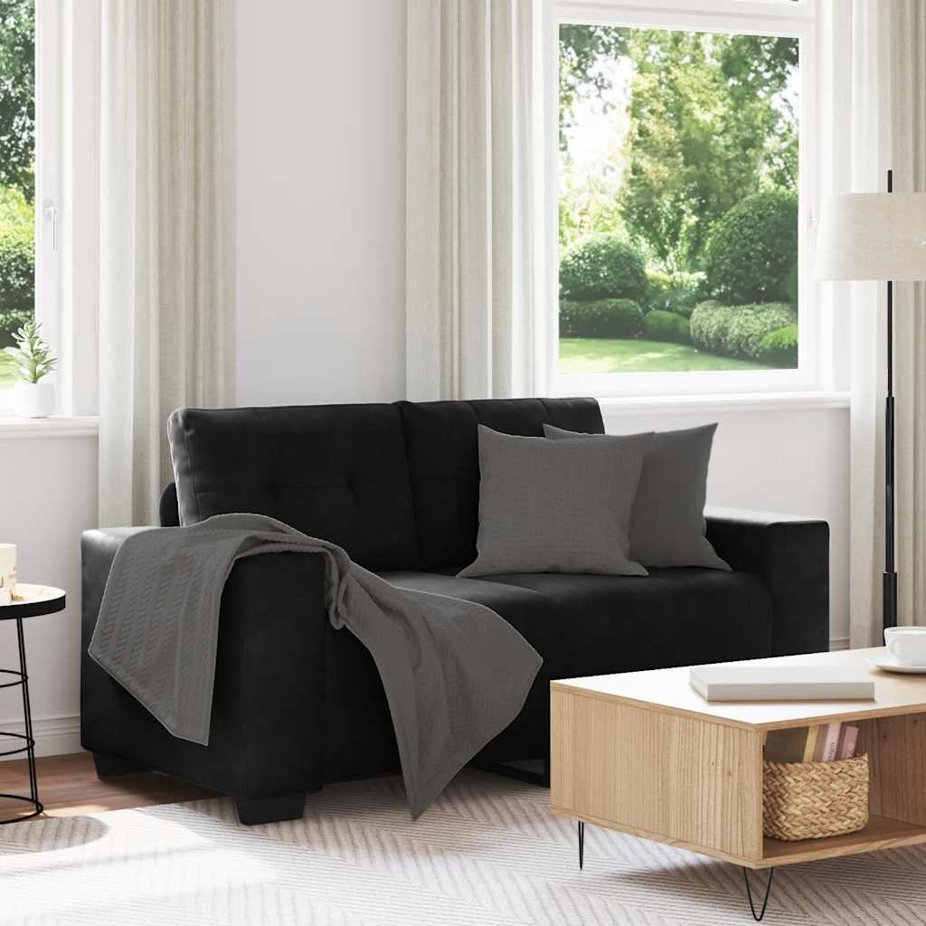 Sofá de dois lugares, preto, 160x77x82 cm, em veludo