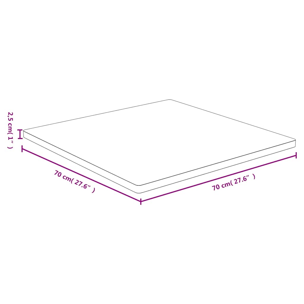 Tampo de mesa 70x70x2,5 cm bambu