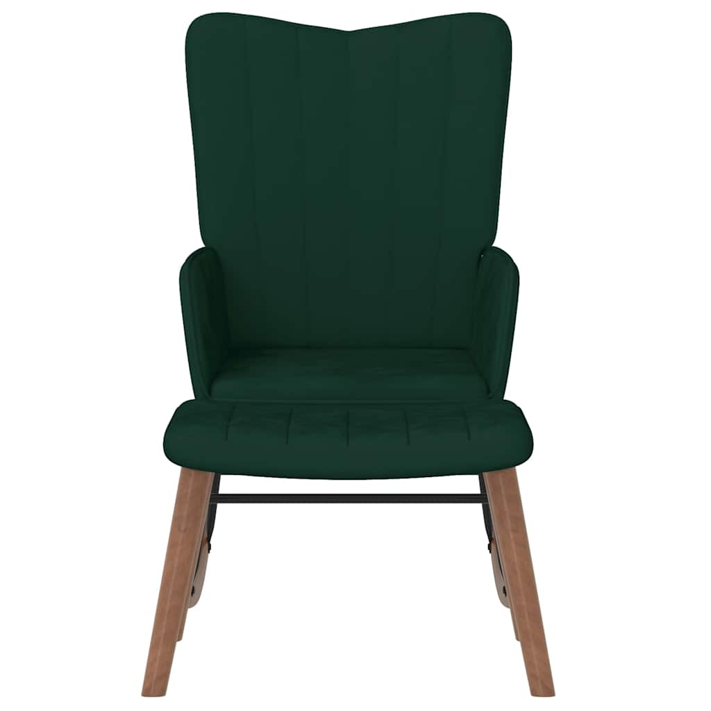 Cadeira de baloiço com banco veludo verde-escuro