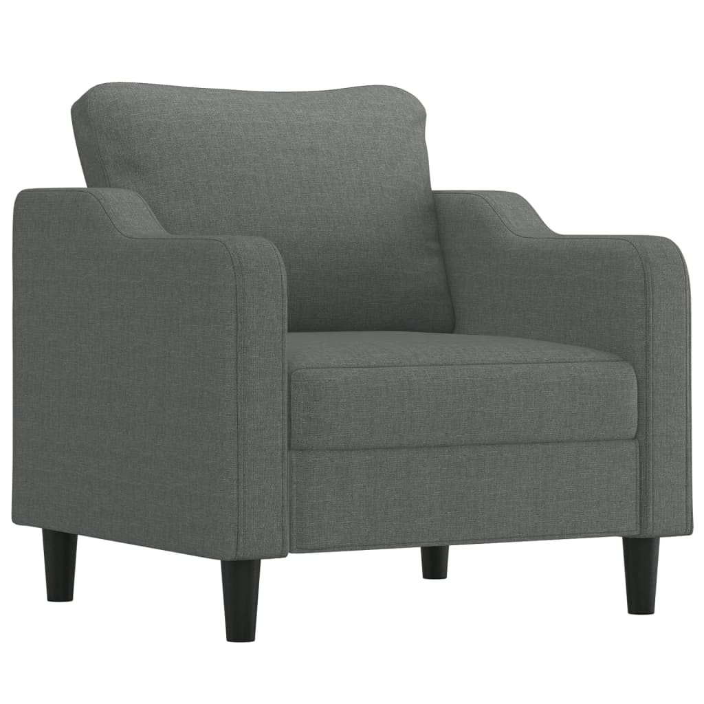 3 Pcs conjunto de sofás com almofadas tecido cinzento-escuro