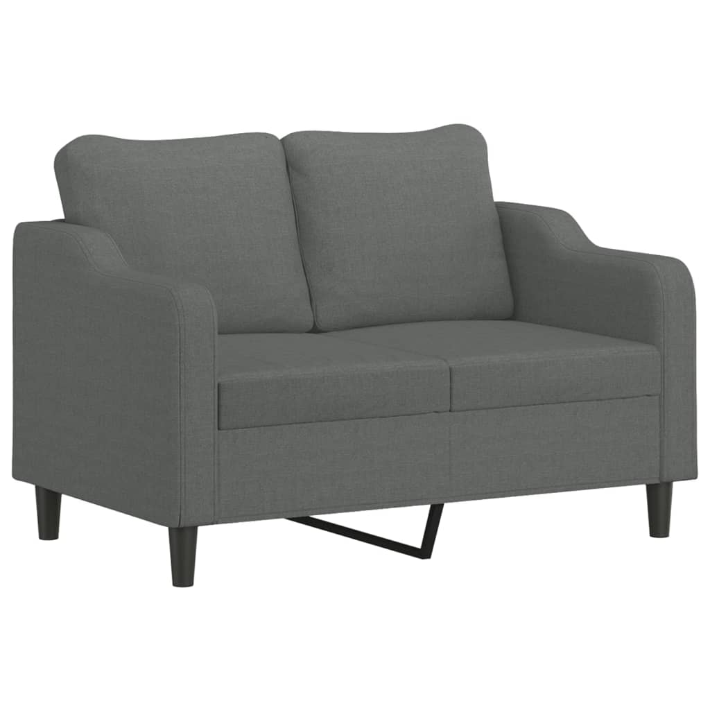 3 Pcs conjunto de sofás com almofadas tecido cinzento-escuro