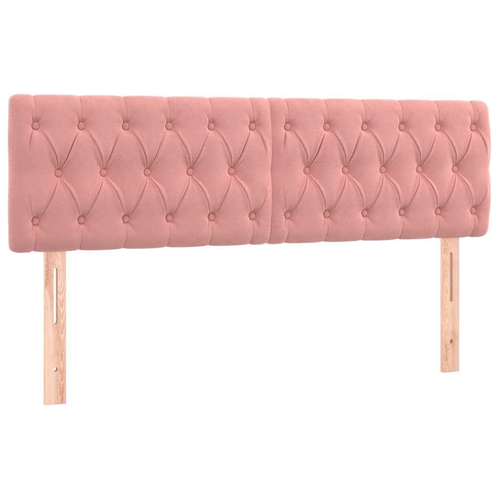 Cabeceira de cama c/ luzes LED veludo 144x7x78/88 cm rosa