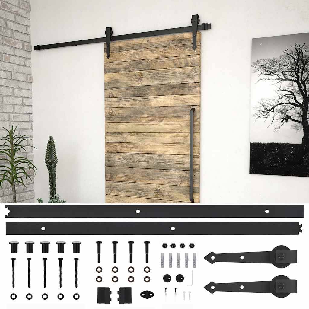 Kit de ferragens para porta deslizante skien 200 cm aço preto