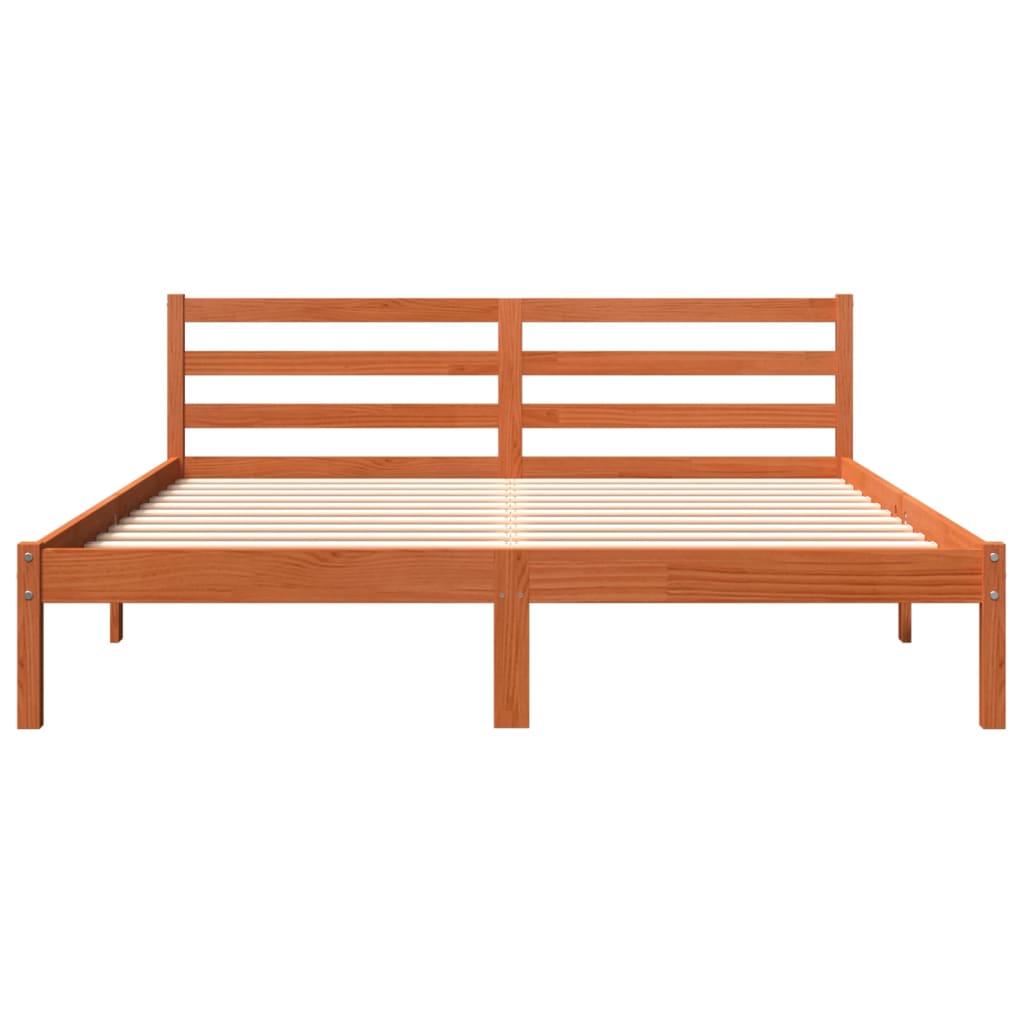 Cama sem colchão 200x200 cm pinho maciço castanho-mel