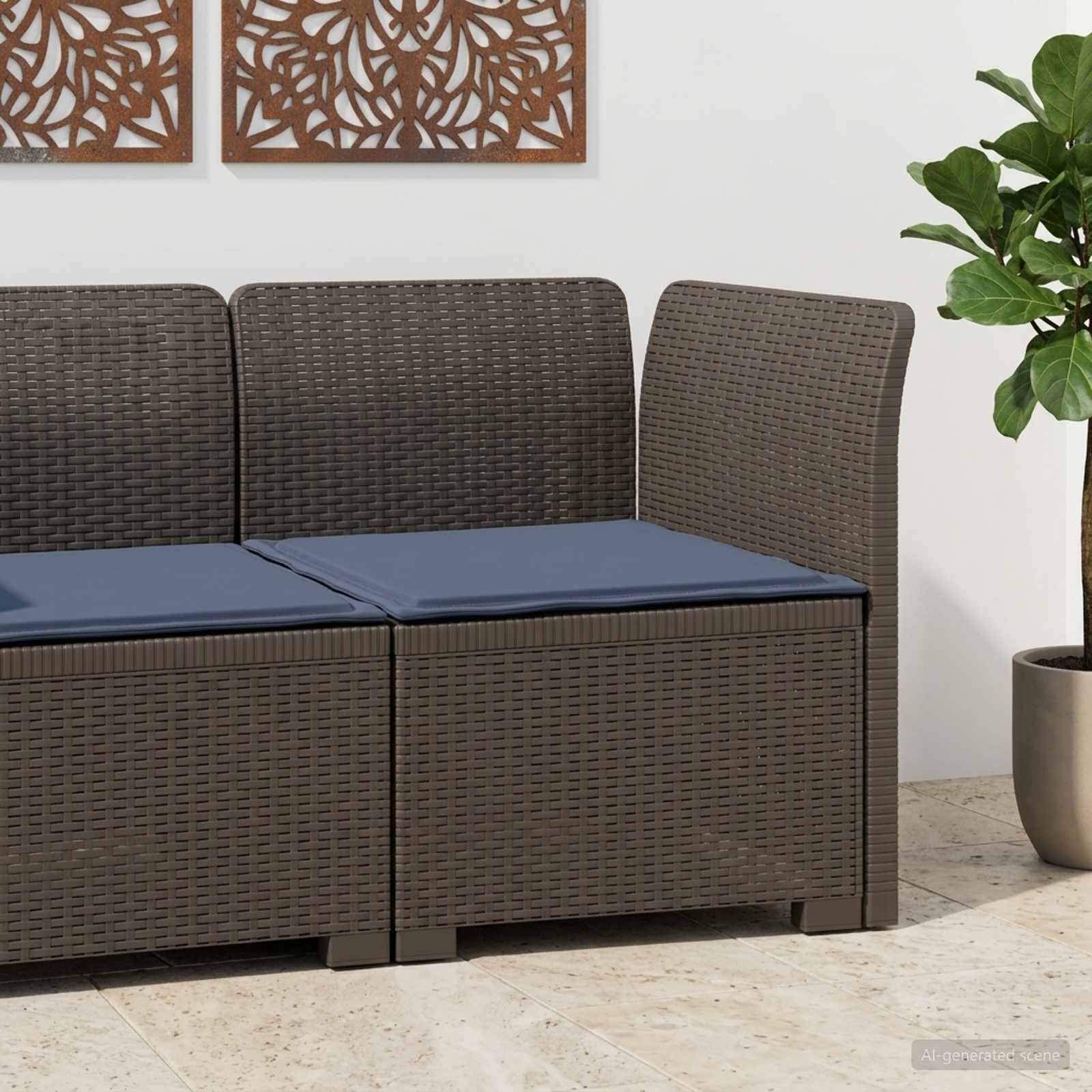Sofá de jardim 1 lugar com almofada look rattan PP