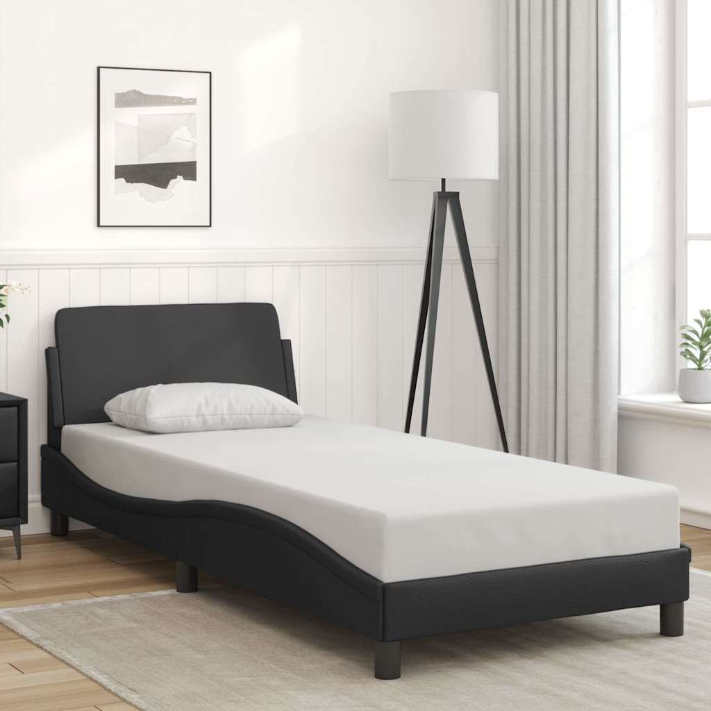 Estrutura de cama dover couro artificial 80x200 cm preto