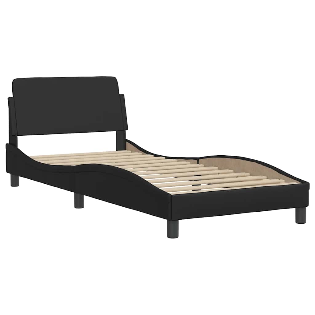 Estrutura de cama dover couro artificial 80x200 cm preto