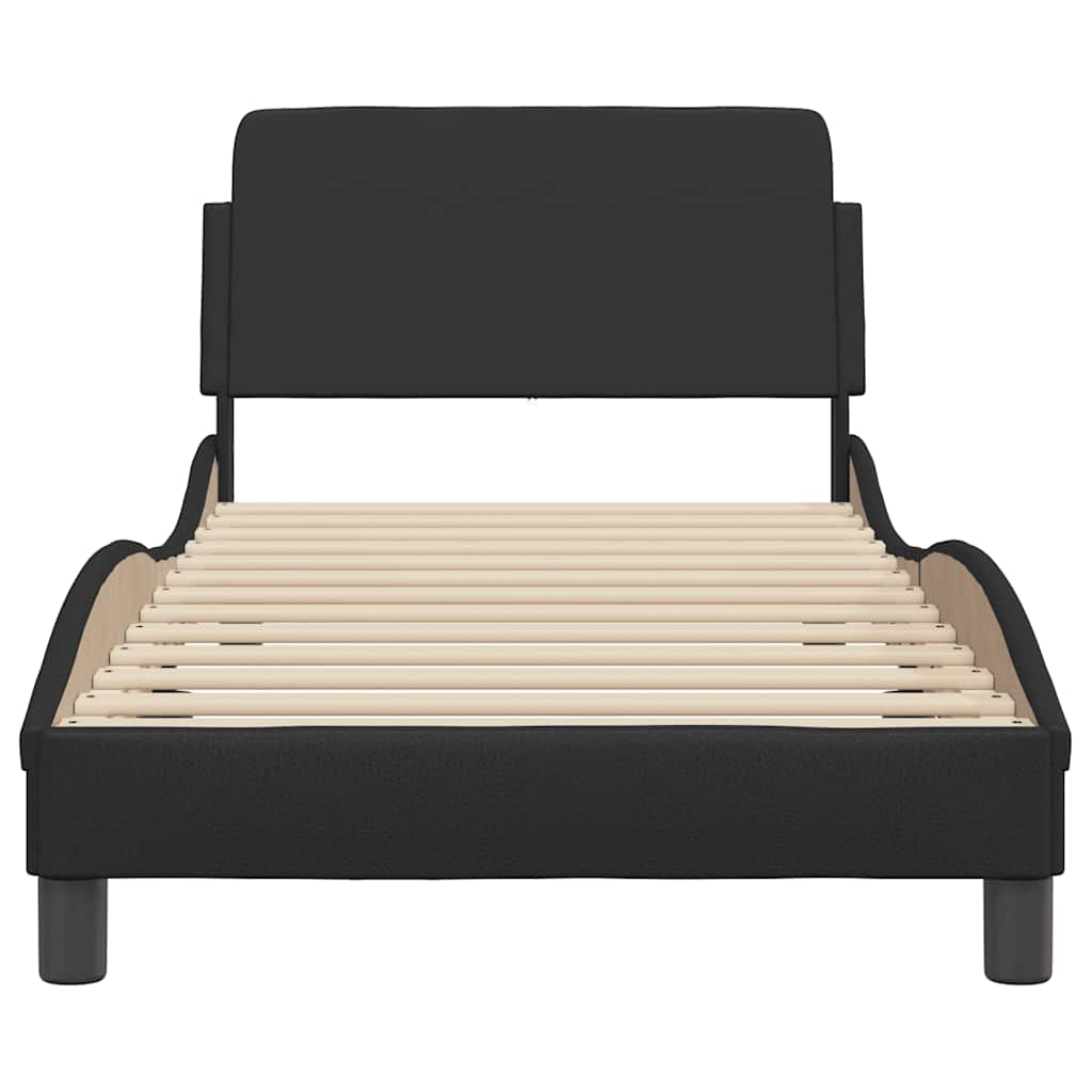 Estrutura de cama dover couro artificial 80x200 cm preto