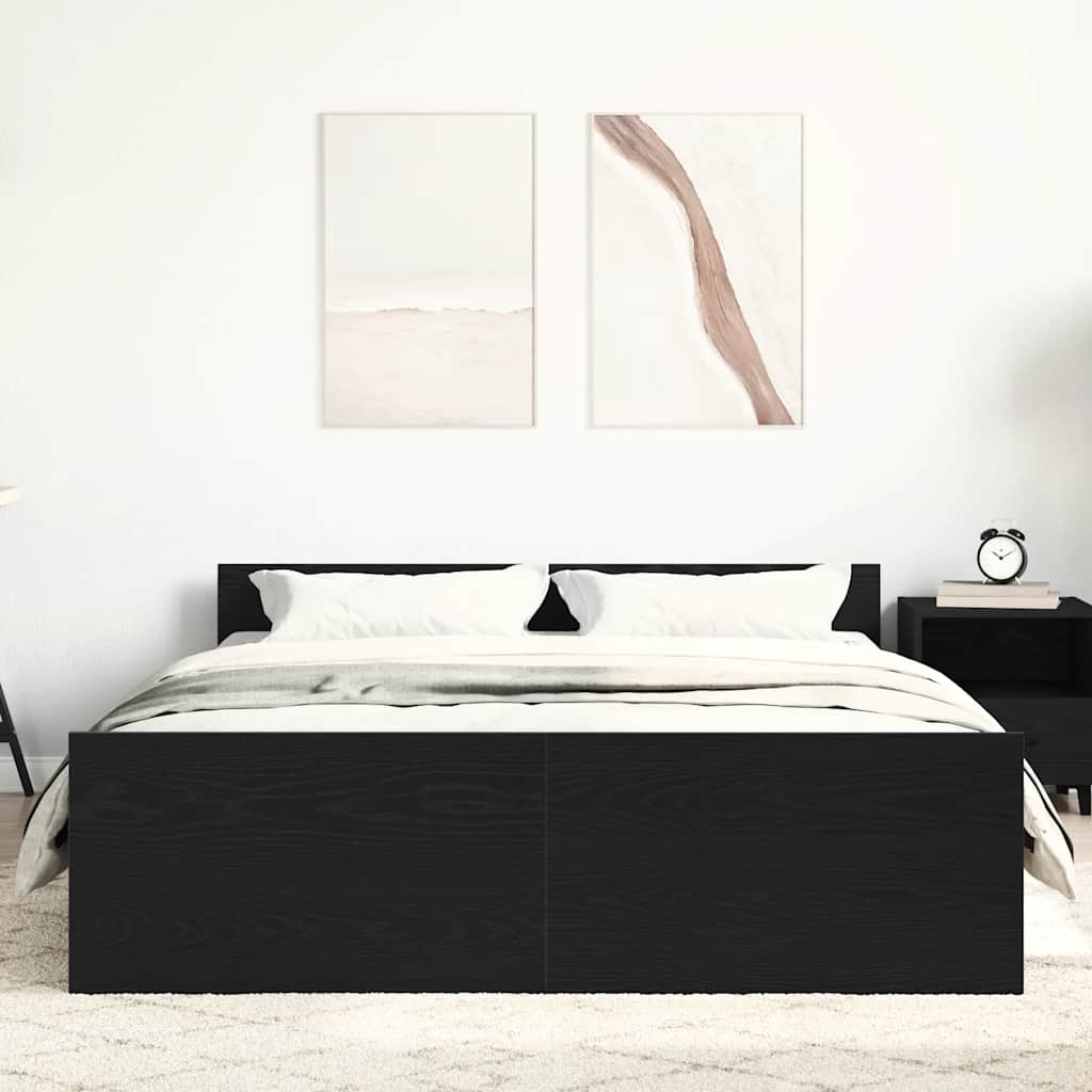 Estrutura de cama sem colchão, carvalho preto, 140x200 cm, madeira engenheirada