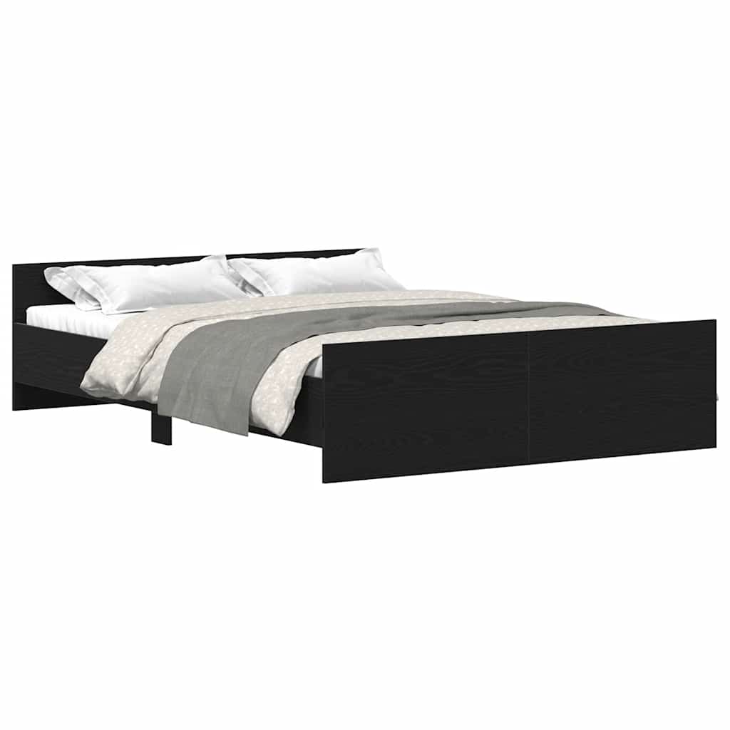 Estrutura de cama sem colchão, carvalho preto, 140x200 cm, madeira engenheirada