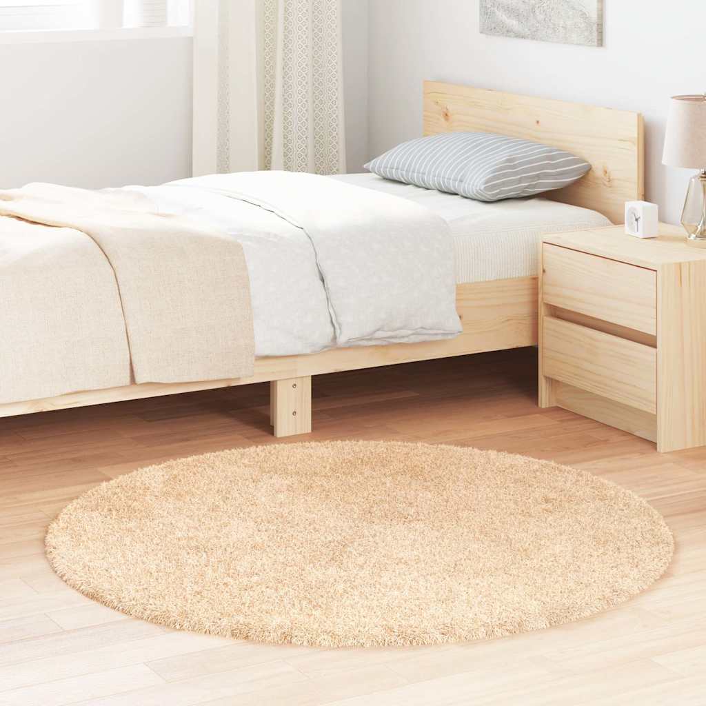 Tapete shaggy de pelo alto navarra 120x120 cm poliéster bege