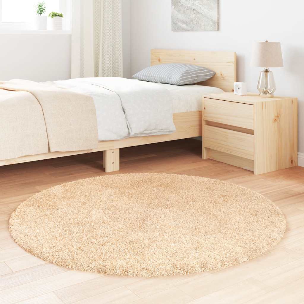 Tapete shaggy de pelo alto navarra 120x120 cm poliéster bege