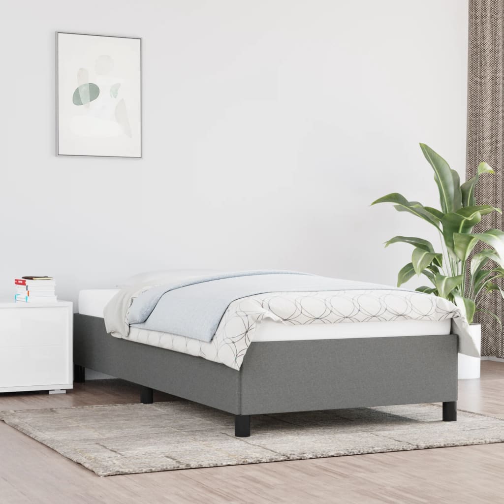 Estrutura de cama sem colchão 90x190 cm tecido cinzento-escuro