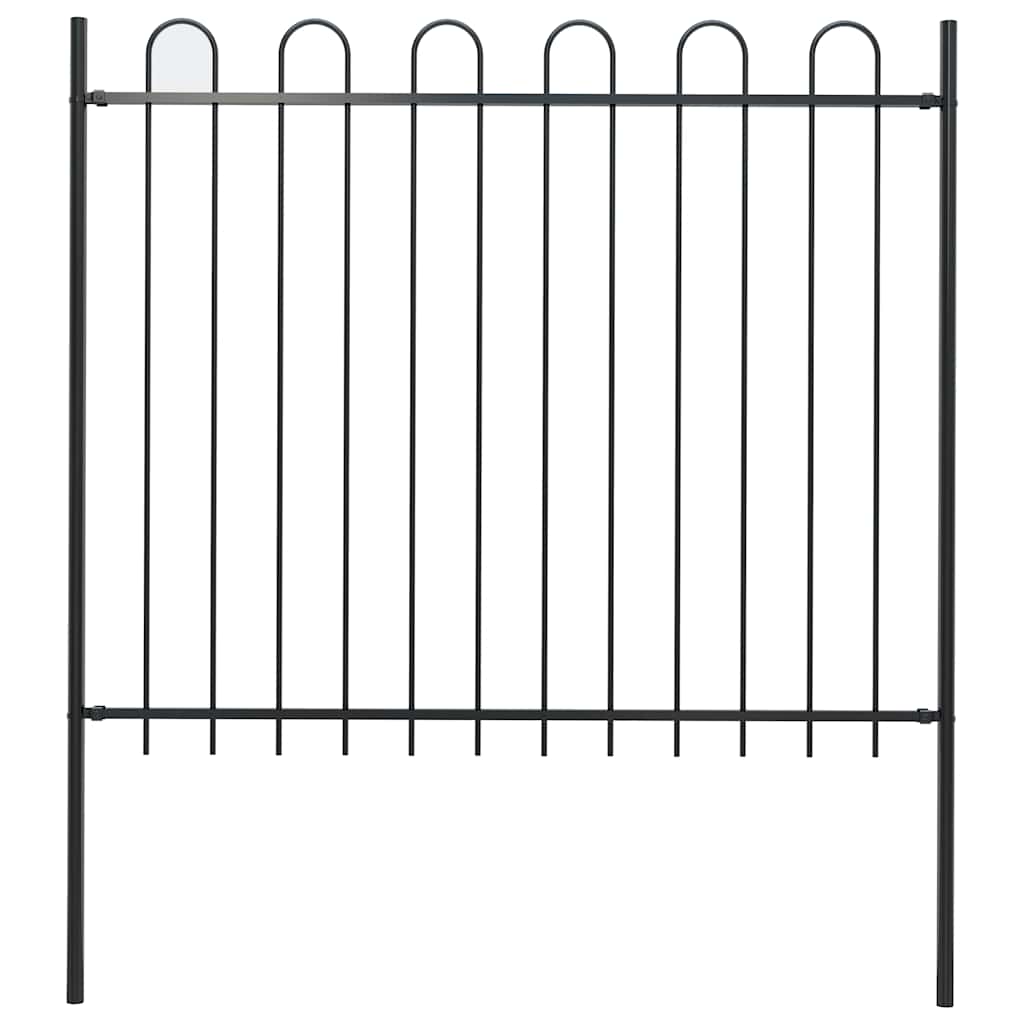 Cerca de jardim boxtel com topo em arco, em aço, 170x150 cm, preto