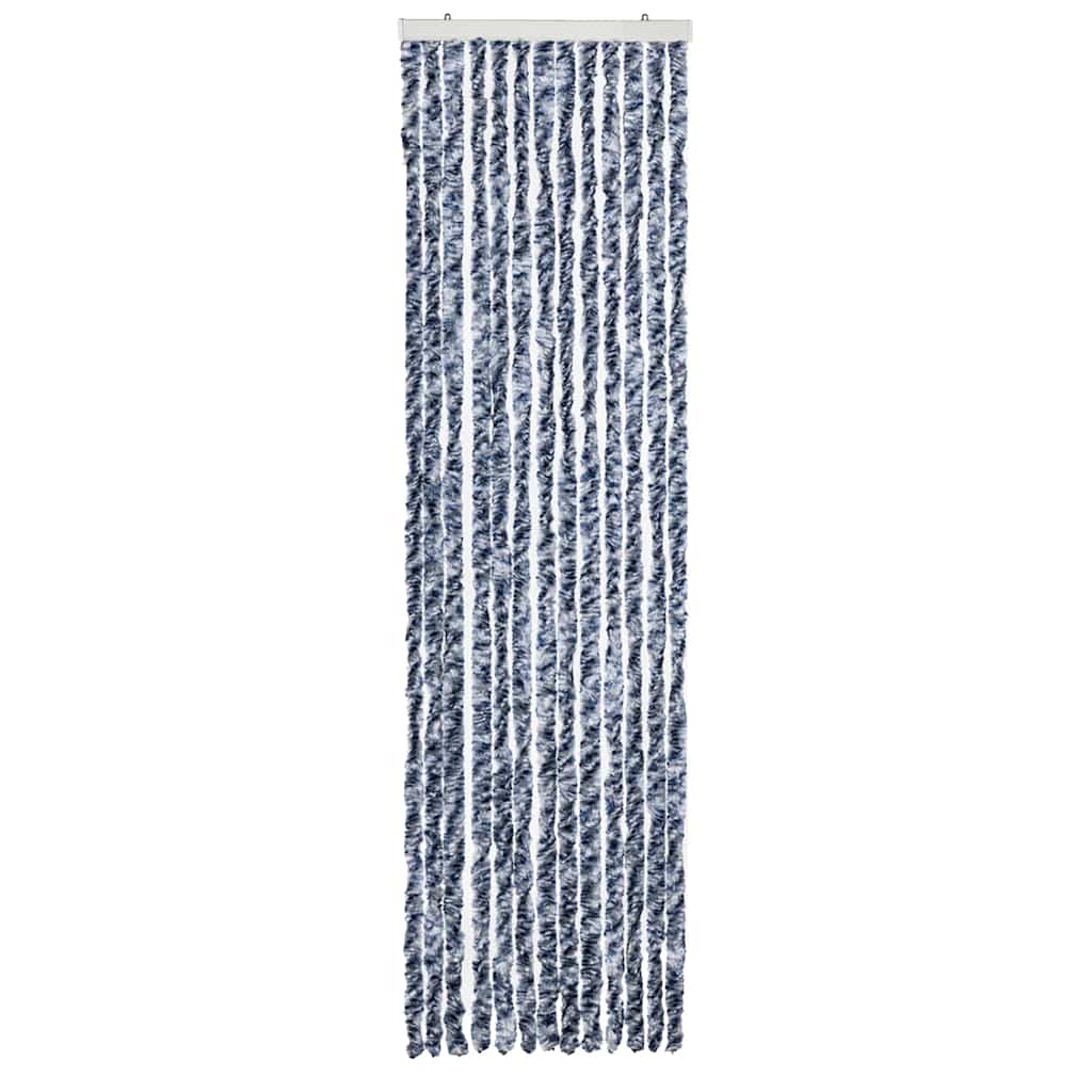 Cortina anti-insetos 56x185 cm chenille azul, branco prateado