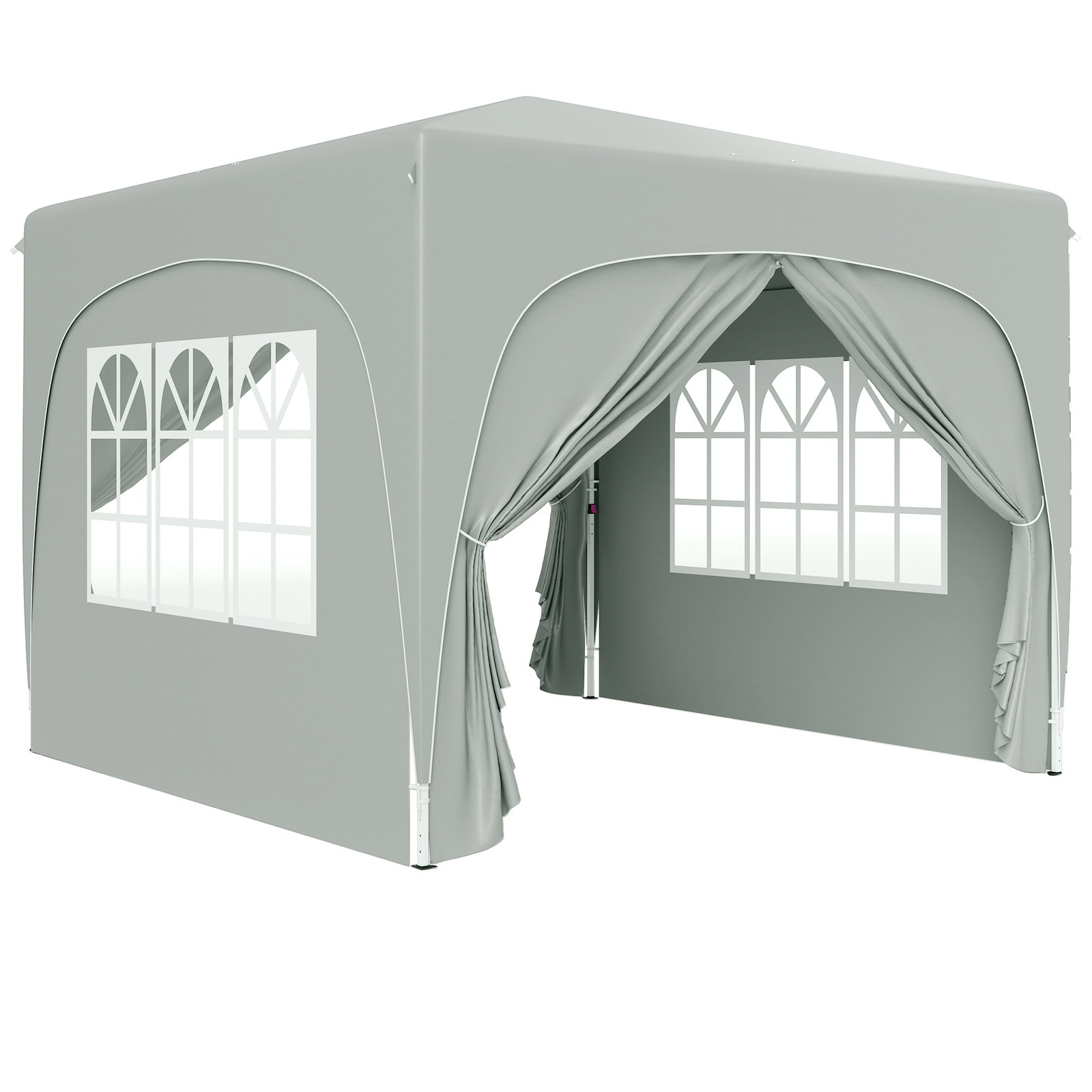 Tenda dobrável 3x3 m com painéis laterais upf50+ tenda de jardim com altura ajustável e bolsa de transporte cinza claro