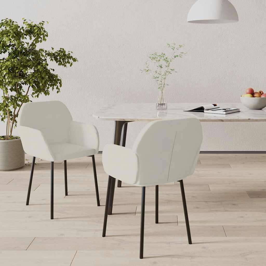 Cadeiras de jantar 2 pcs veludo cor creme