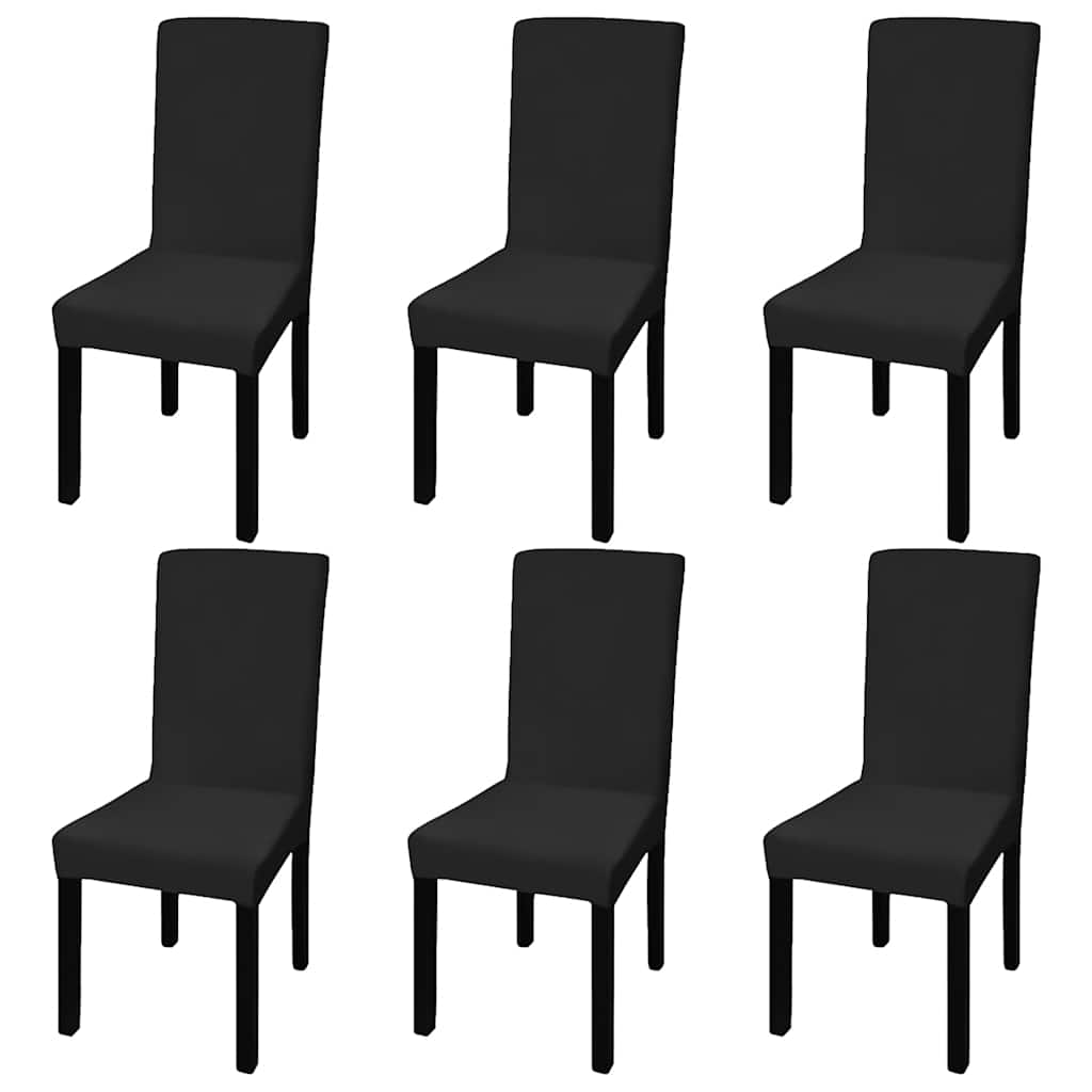 6 Pcs capas extensíveis para cadeiras preto
