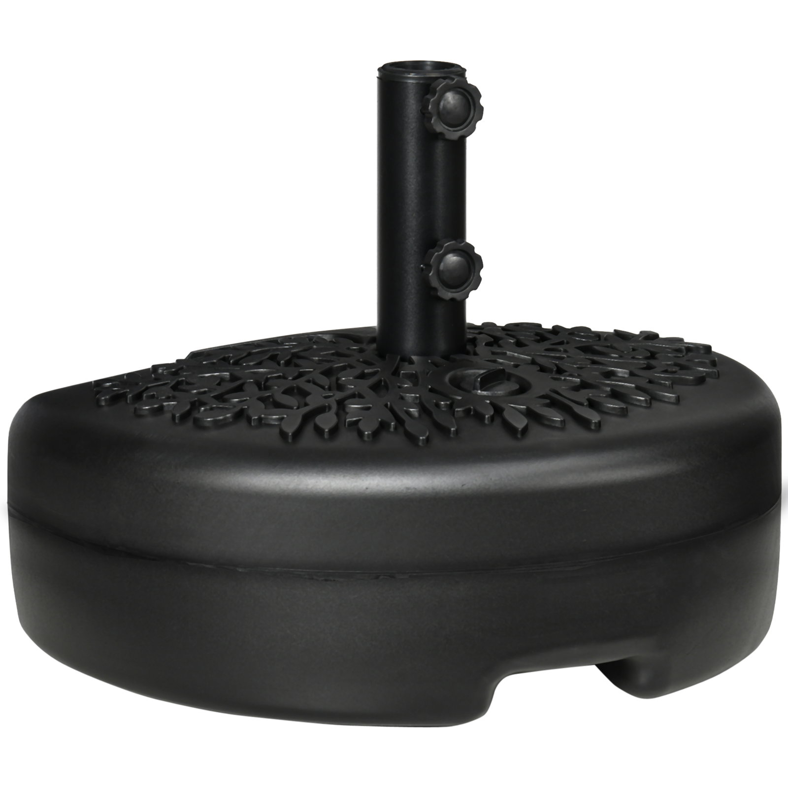 Base de parede para chapéu de sol suporte semicircular para chapéu de sol preenchido com areia 21kg ou água 18kg para jardim pátio terraço exterior 50x31x18cm preto